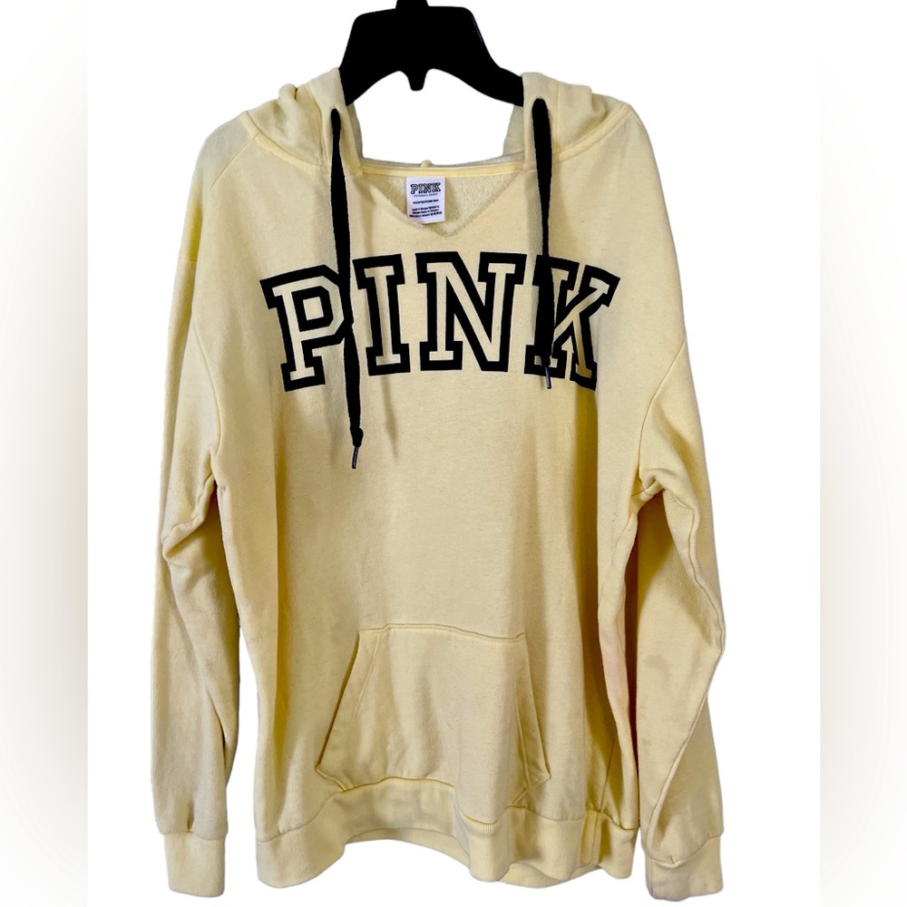 Hooded Sweatshirt Buttery yellow Oversized XS Hoodie hobo bohemian grunge skater